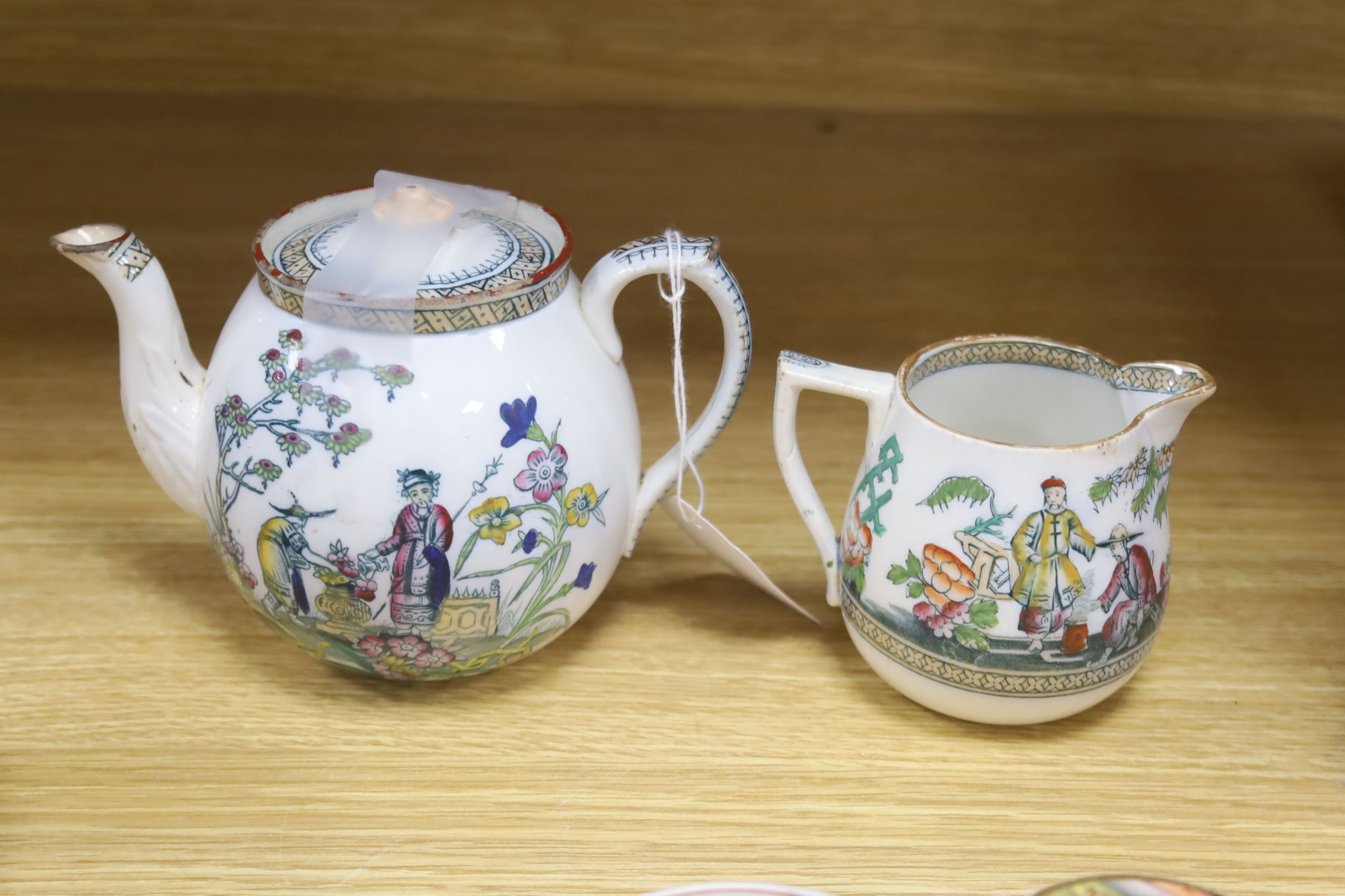 A small collection of English and Continental ceramics, including two 18th century tea bowls